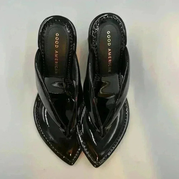 🆕 NWT, Good American shoe bag and box size 5 black patent leather thong … - Picture 6 of 12